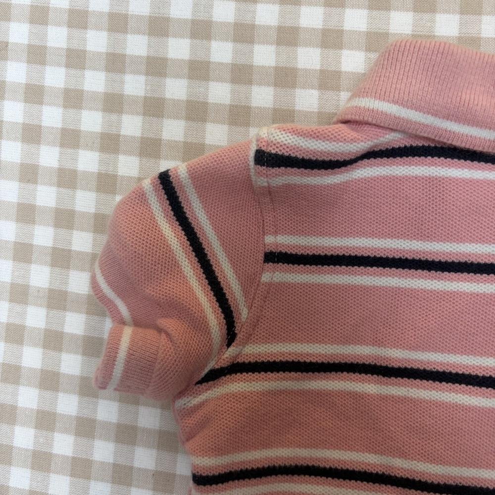 Cuddle Bear Polo Bodysuit Unisex 9M Pink Striped Collared Cotton One Piece Y2K - Picture 6 of 6